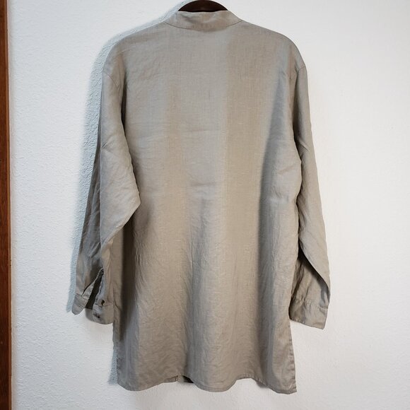 Vtg. Classiques Oversized Tan Button Up Blouse 100% Linen Size Small - Picture 6 of 7